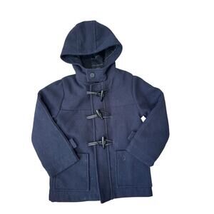 ROTHSCHILD Navy Blue Winter Coat/Jacket; WOOL BLEND, 4; Hooded; buttons, zipper
